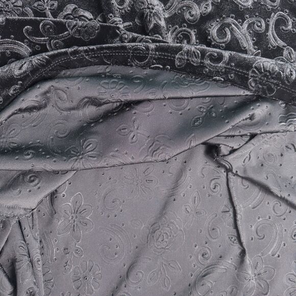 Ruby Rd Velour Floral Scroll Embossed Tunic Top Womens Large Black Whimsigoth - Picture 12 of 13